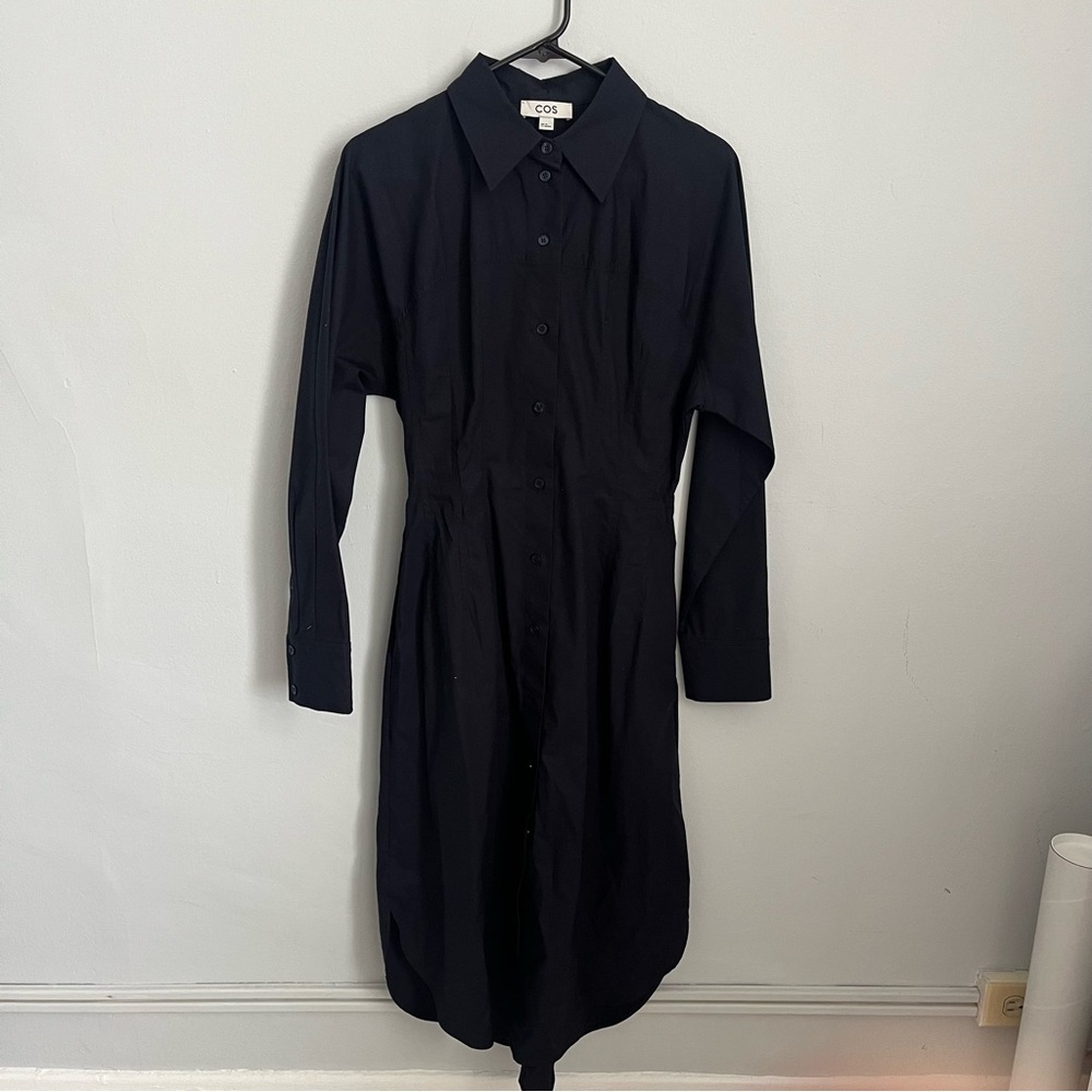 COS Navy Blue Button-Front Shirt Dress